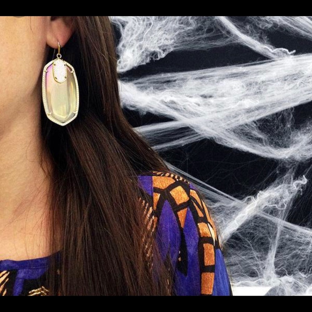 Kendra Scott RARE & RETIRED Darcy Earrings Iridescent & Iridescent Drusy GORG! - Picture 10 of 14